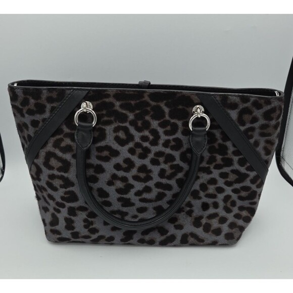 Henri Bendel Womens Lafayette Haircalf Satchel Bag Crossbody in Leopard Print - Picture 3 of 15